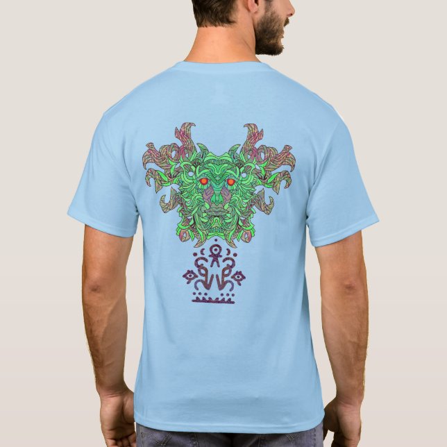 Green Man Mask Reverse T-Shirt (Back)