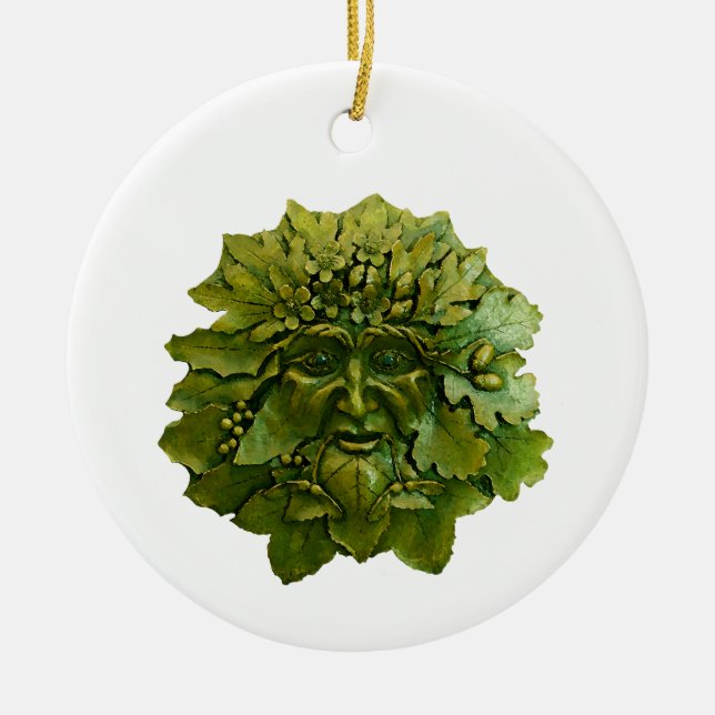 Green Man of the Forest Ceramic Ornament (Front)