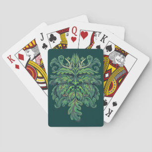 Green Man Playing Cards