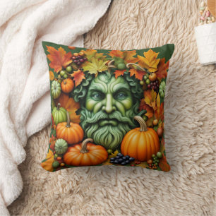 Green Man with abundant fruits & leaves Cushion