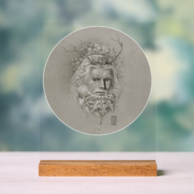 Green Man with Oak Beard Acrylic Sign (Neutral)