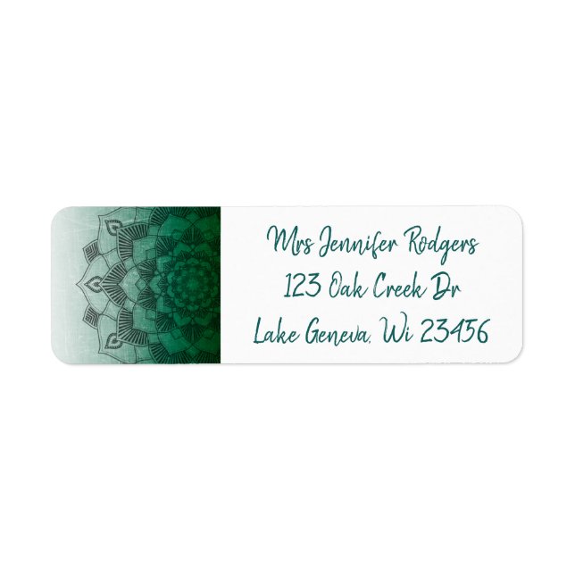 Green Mandala Abstract Return Address Label (Front)
