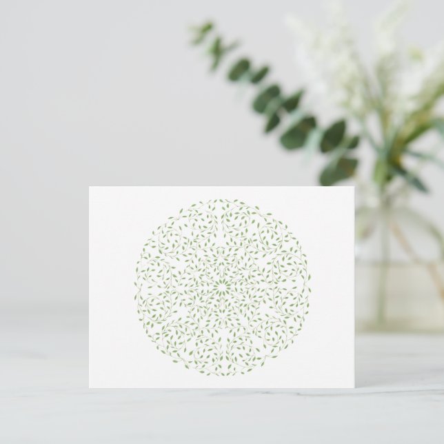 Green Mandala Holiday Postcard (Standing Front)