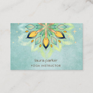 Green Mandala Holistic Lotus Floral Zen Yoga Business Card