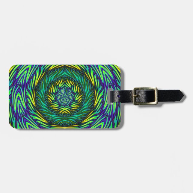Green Mandala Luggage Tag (Front Horizontal)