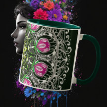 Green Mandala mug Rose