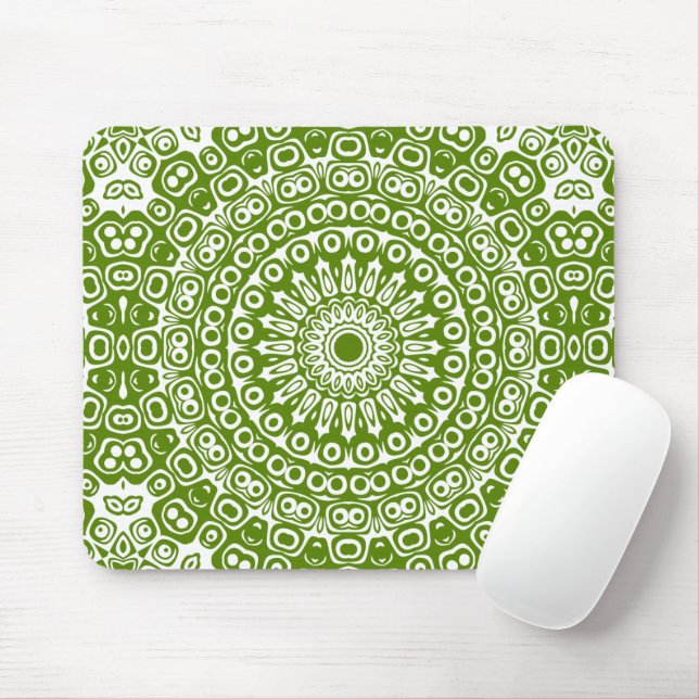 Green Mandala Nature Pattern Mouse Pad (With Mouse)