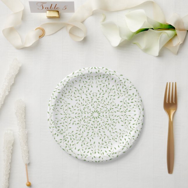Green Mandala Paper Plates (Wedding)