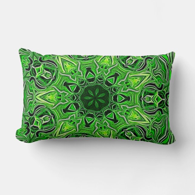 Green Mandala Pattern Lumbar Pillow (Front)