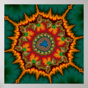 Green Mandelbrot Fractal Poster