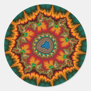 Green Mandelbrot Fractal Poster Classic Round Sticker