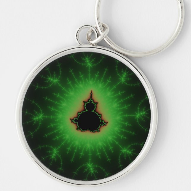Green Mandelbrot Set Key Ring (Front)