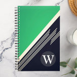 Green Manly Retro Abstract Stripes Custom Monogram Planner<br><div class="desc">Add your monogram to make your own unique product.</div>