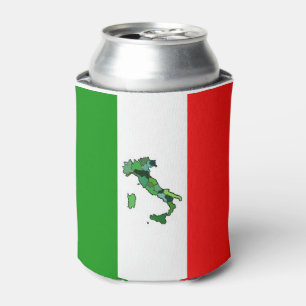 Green Map of Italy and the Italian Flag Can Cooler