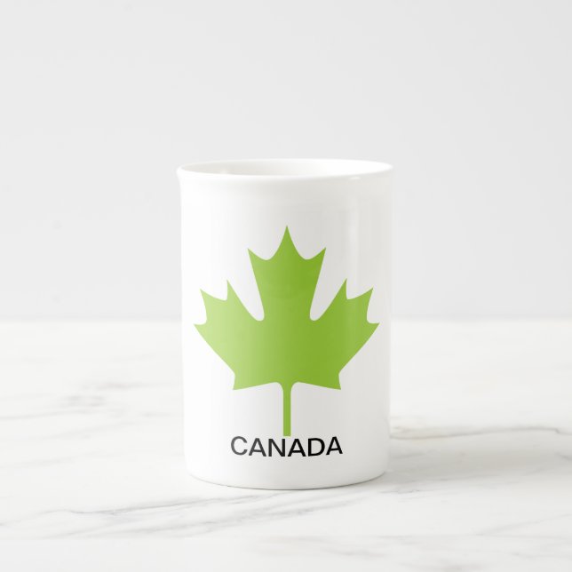 Green Maple Leaf Canada Bone China Mug (Front)