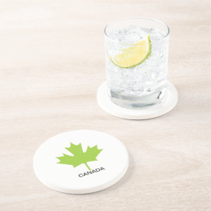 Green Maple Leaf Canada Coaster
