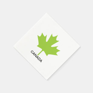 Green Maple Leaf Canada Napkin