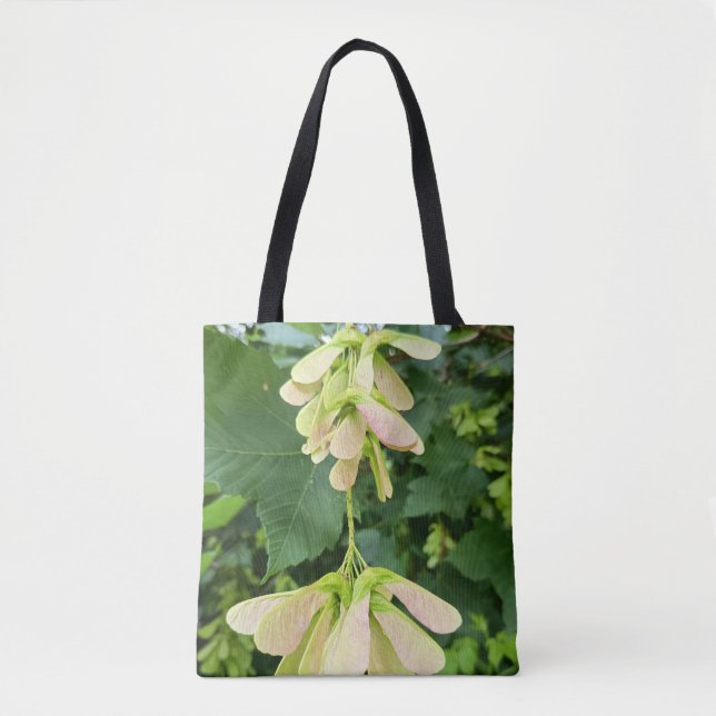 Green Maple Seed Botanical Tote Bag (Front)