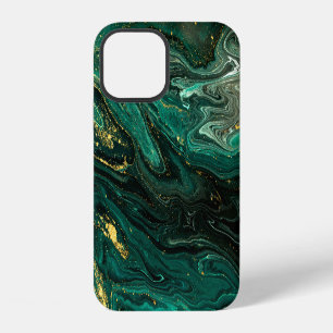 Green Marble: Abstract Agate Ripple. iPhone 12 Case