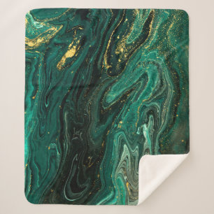 Green Marble: Abstract Agate Ripple. Sherpa Blanket