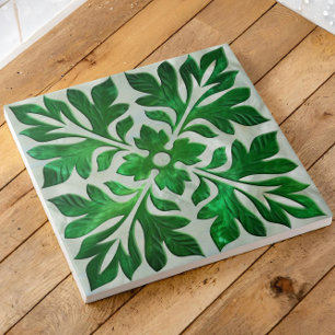 Green Marble and Pearl - Foliage  Ceramic Tile