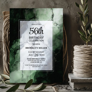 Green Marble Any Age Birthday Party Invitation