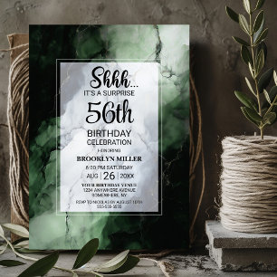 Green Marble Any Age Surprise Birthday Party Invitation
