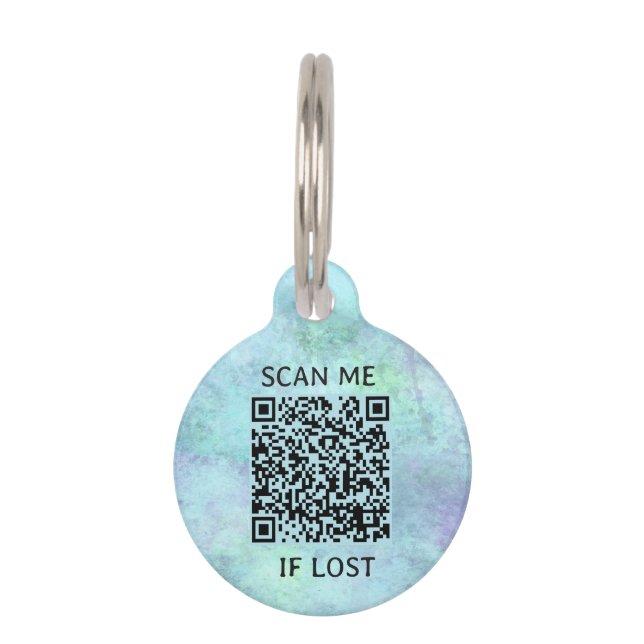Green Marble Custom QR Code Pet ID Tag (Front)