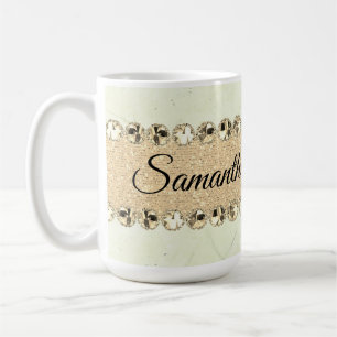 Green Marble Diamond Bling      Coffee Mug
