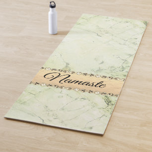 Green Marble Diamond Bling Namaste      Yoga Mat