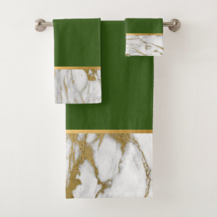 Green MARBLE GOLD BATHROOM TOWEL SET