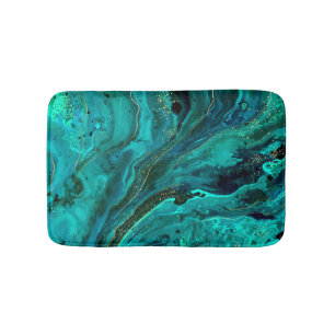 Green Marble & Gold: Luxurious Texture Bath Mat
