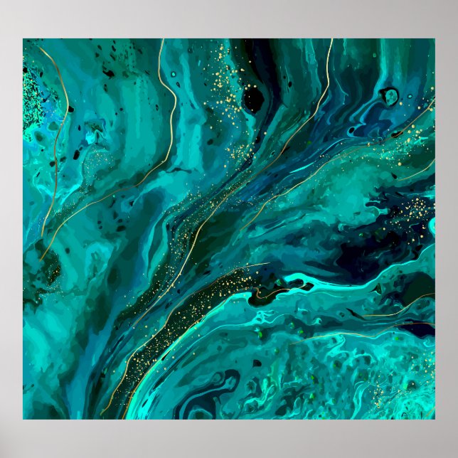 Green Marble & Gold: Luxurious Texture Poster (Front)