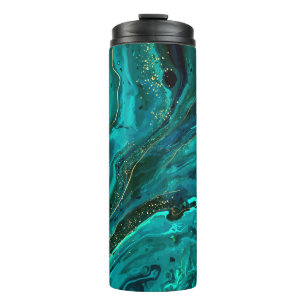 Green Marble & Gold: Luxurious Texture Thermal Tumbler
