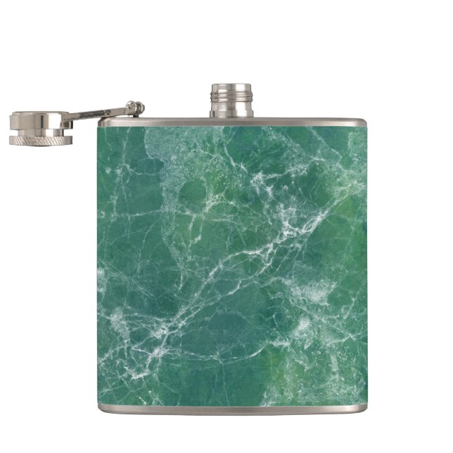 Green marble hip flask (Opened)