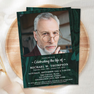 Green Marble Modern Funeral Celebration Of Life Invitation