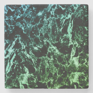 Green Marble on Black Stone Coaster