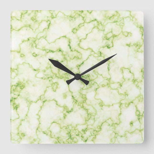 Green Marble Pattern Square Wall Clock (Front)