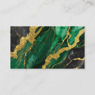 Green Marble Pattern with Gold Business Card