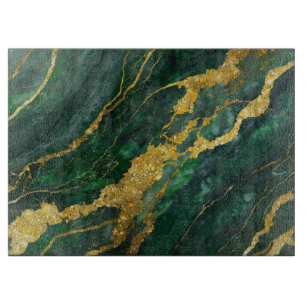 Green Marble Pattern with Gold Cutting Board
