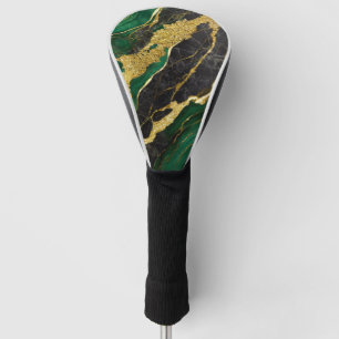 Green Marble Pattern with Gold Golf Head Cover