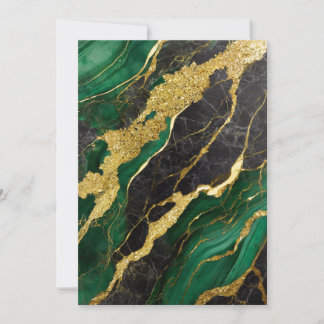 Green Marble Pattern with Gold Invitation