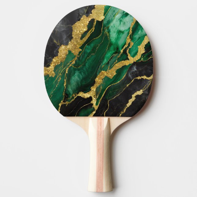 Green Marble Pattern with Gold Ping Pong Paddle (Front)
