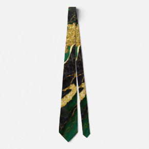 Green Marble Pattern with Gold Tie