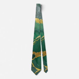 Green Marble Pattern with Gold Tie