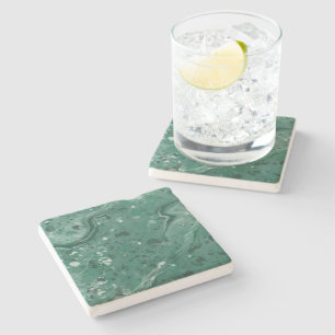 Green Marble Print Coasters Gift 