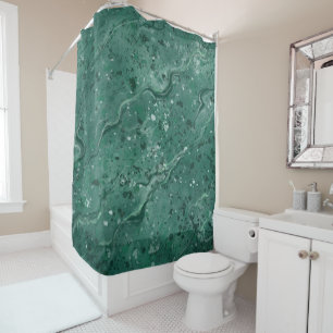 Green Marble Shower Curtain