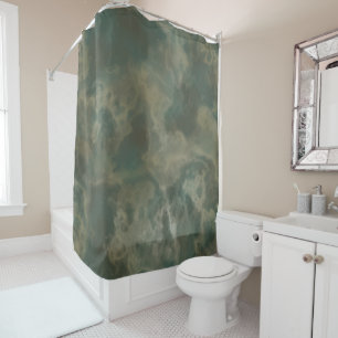 Green Marble Shower Curtain