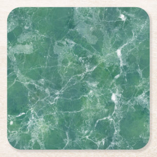 Green marble square paper coaster