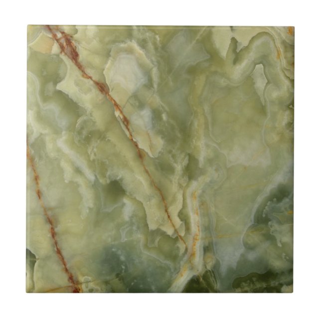 Green Marble Stone Print Ceramic Tile (Front)